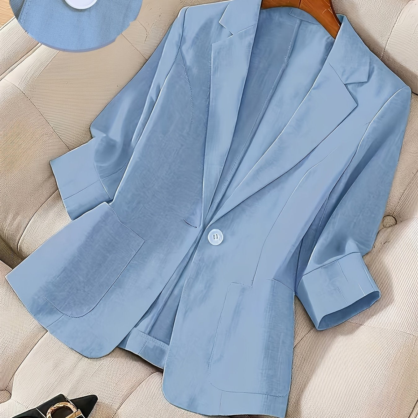 Camille — Soft Three-Quarter Sleeve Tailored Jacket