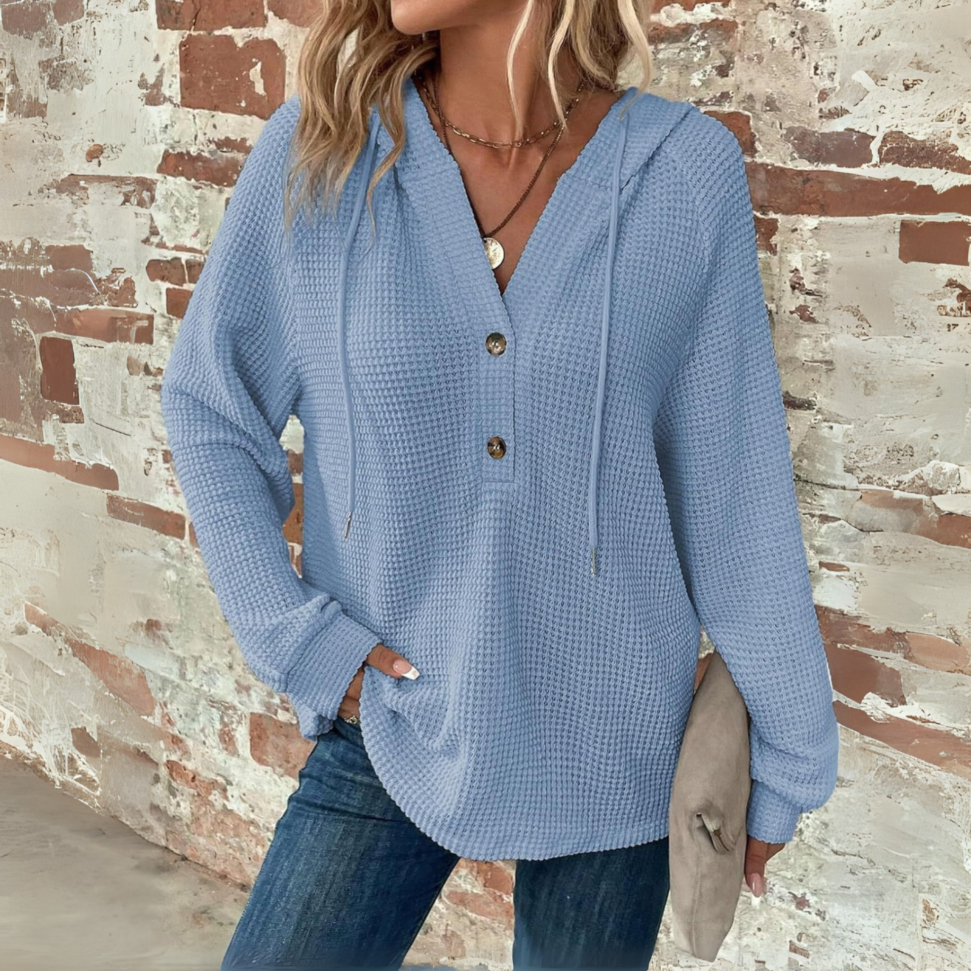 The Élise — Soft V-Neck Hoodie Knit