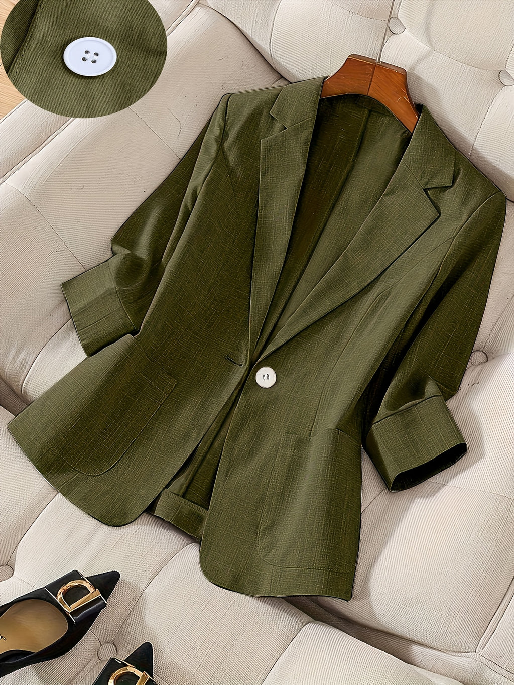 Camille — Soft Three-Quarter Sleeve Tailored Jacket