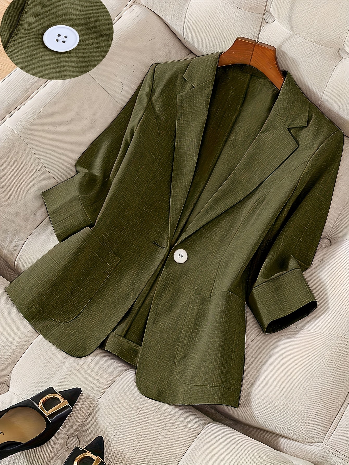 Camille — Soft Three-Quarter Sleeve Tailored Jacket