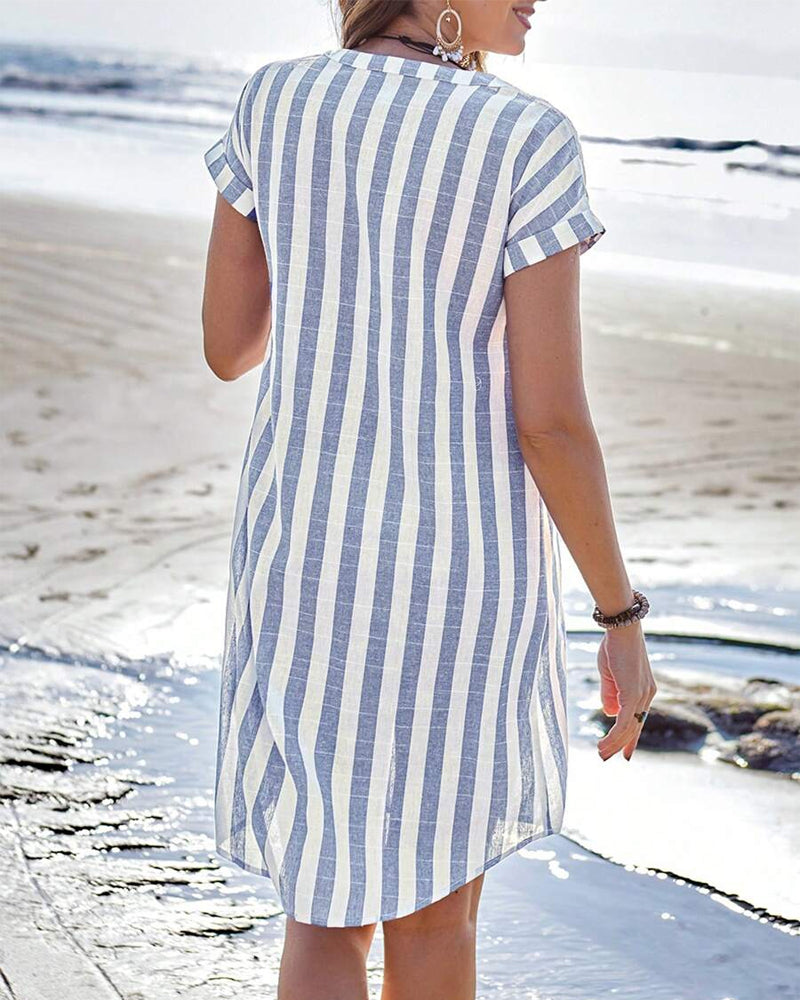 The Marceline — Striped Elegant Midi Dress