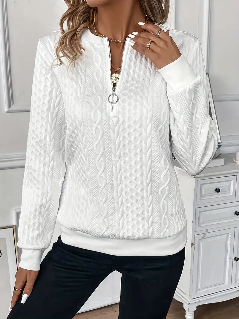 The Iris — Striped Quarter-Zip Sweater