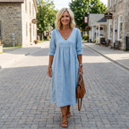 Adriana — Casual Denim Midi Dress