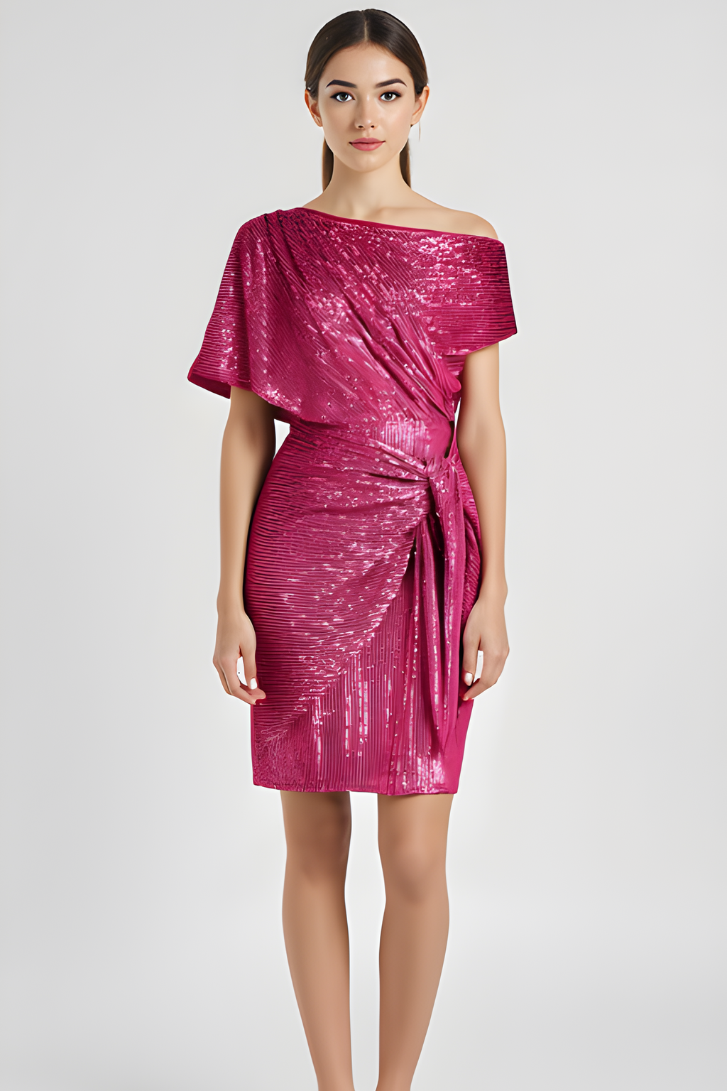 The Delphine — Fitted V-Neck Midi Dress