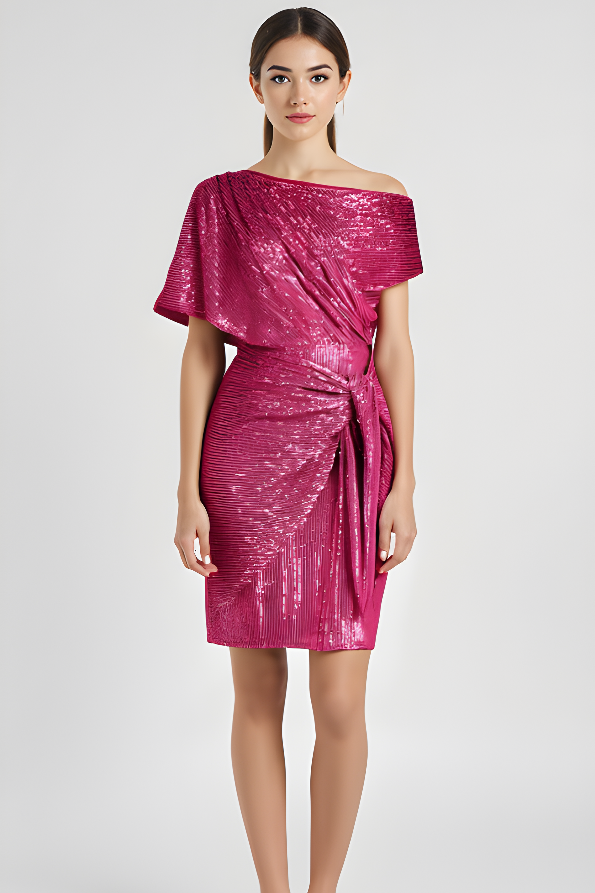The Delphine — Fitted V-Neck Midi Dress