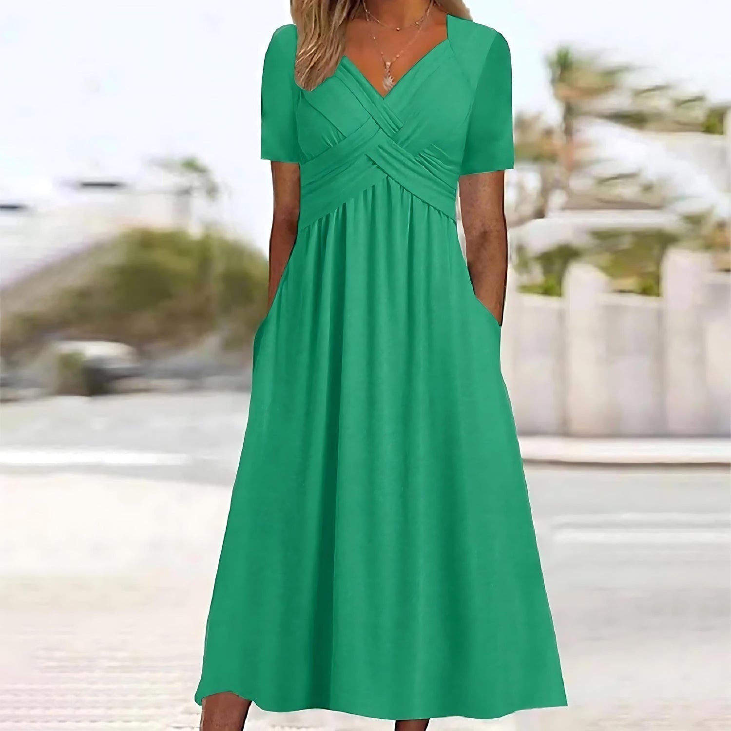 The Iris — Sculpted V-Neck Midi Dress