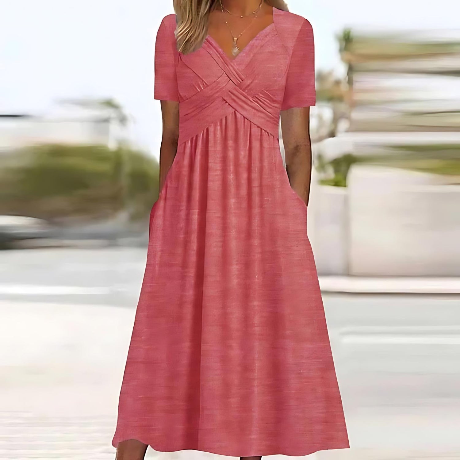 The Iris — Sculpted V-Neck Midi Dress