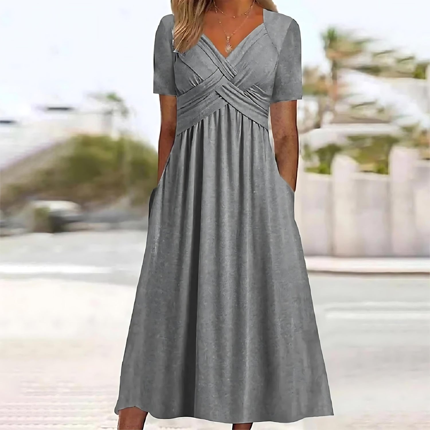 The Iris — Sculpted V-Neck Midi Dress