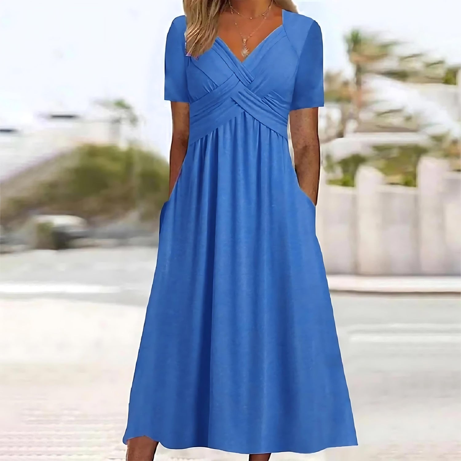 The Iris — Sculpted V-Neck Midi Dress