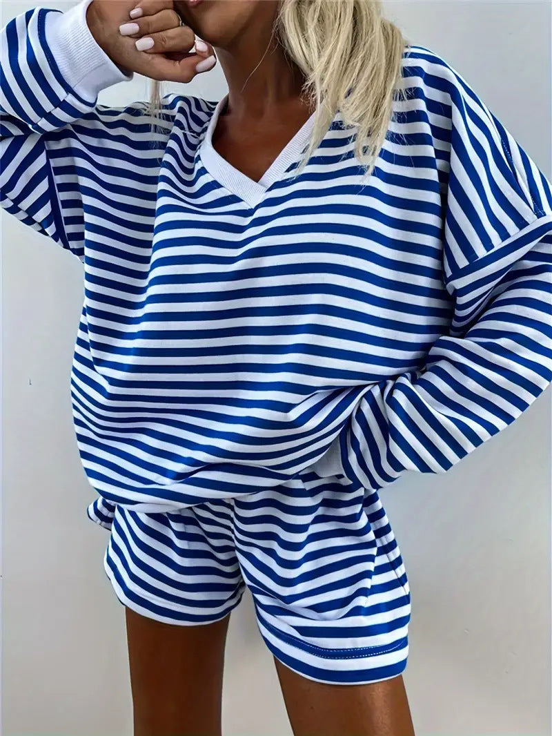 The Solène — Relaxed Striped Long Lounge Set