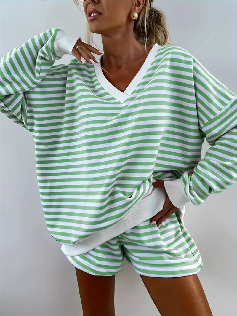 The Solène — Relaxed Striped Long Lounge Set