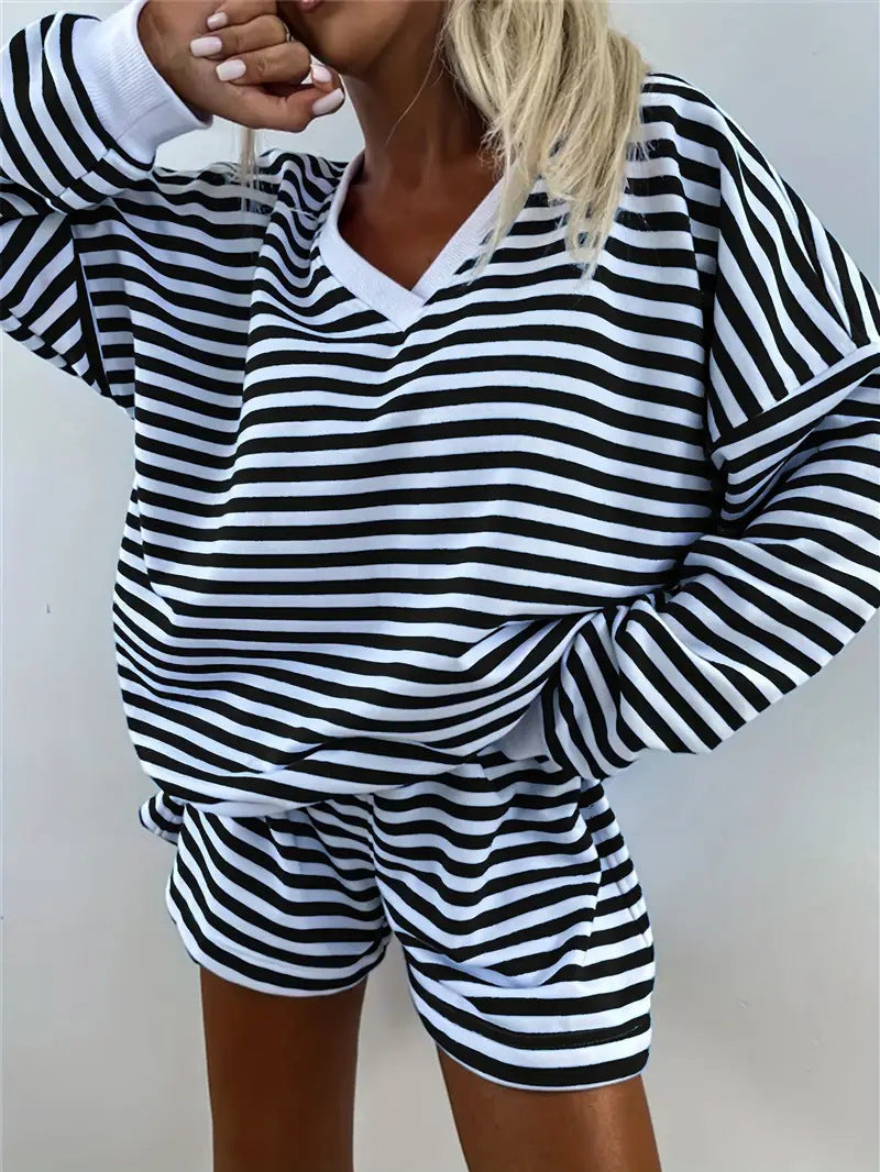The Solène — Relaxed Striped Long Lounge Set