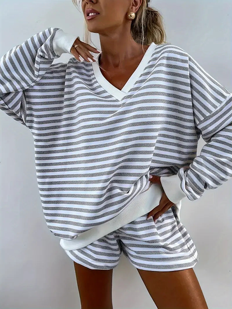 The Solène — Relaxed Striped Long Lounge Set