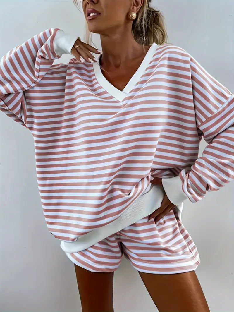 The Solène — Relaxed Striped Long Lounge Set