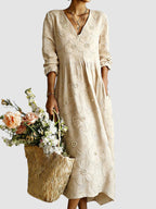 Floral midi dress - Beige