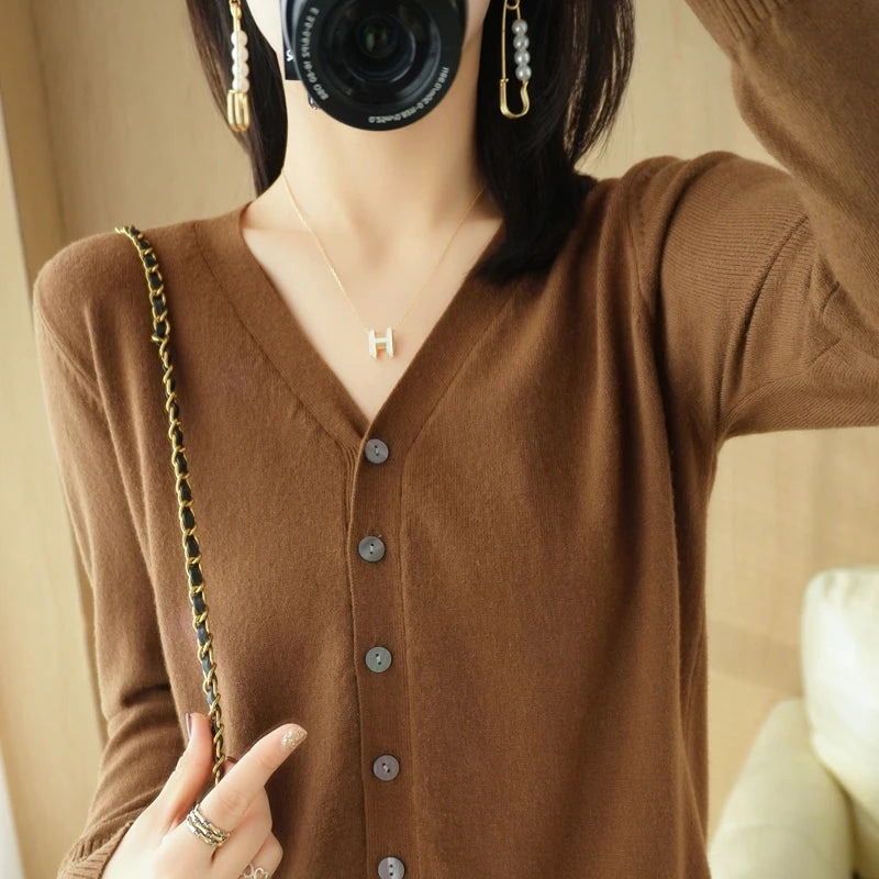 Diane — Soft V-Neck Cashmere-Feel Cardigan