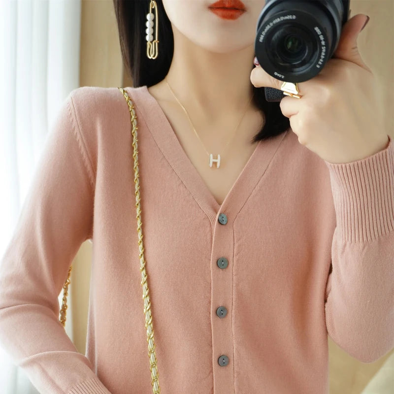 Diane — Soft V-Neck Cashmere-Feel Cardigan