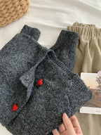 Jeanne — Deep Grey Wool-Knit Love-Buckle Cardigan