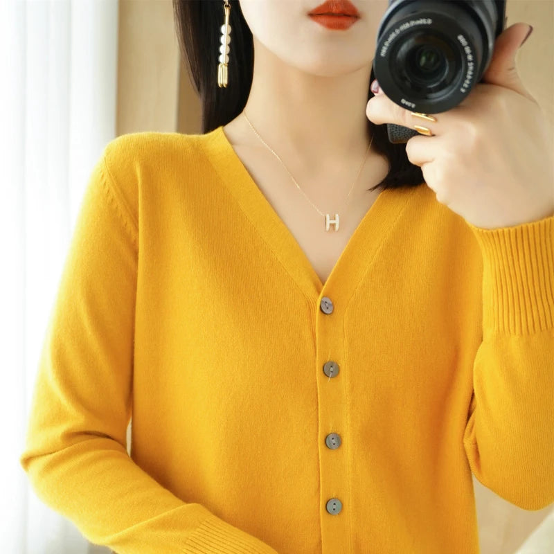 Diane — Soft V-Neck Cashmere-Feel Cardigan