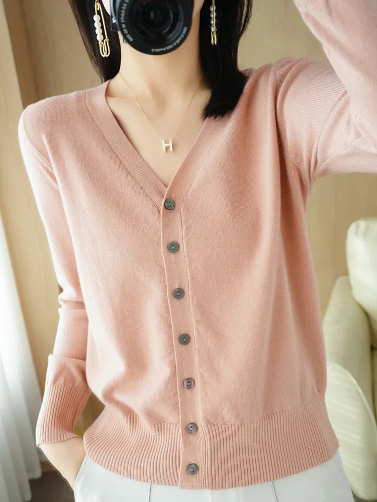 Diane — Soft V-Neck Cashmere-Feel Cardigan