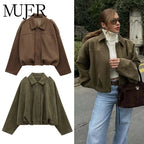 Céleste — Faux-Suede Oversized Bomber Jacket