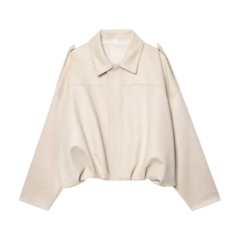 Céleste — Faux-Suede Oversized Bomber Jacket