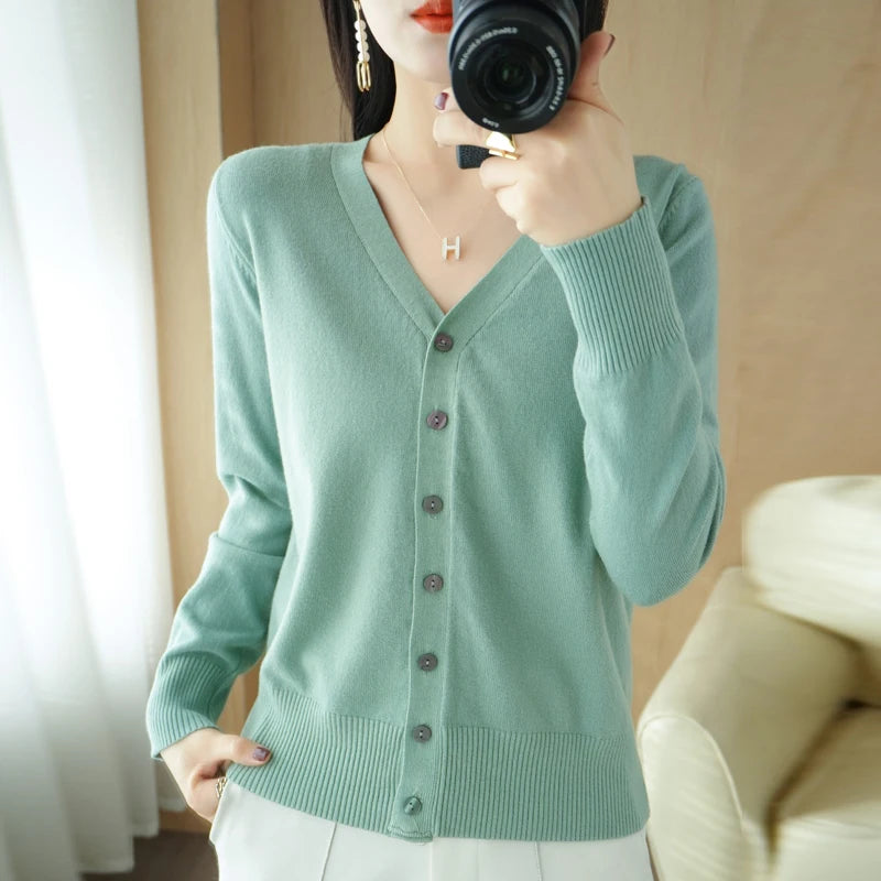 Diane — Soft V-Neck Cashmere-Feel Cardigan