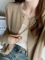 Apolline — Soft-Knit Round-Neck Button Cardigan