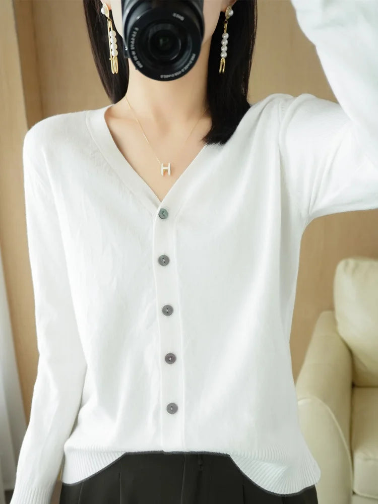 Diane — Soft V-Neck Cashmere-Feel Cardigan