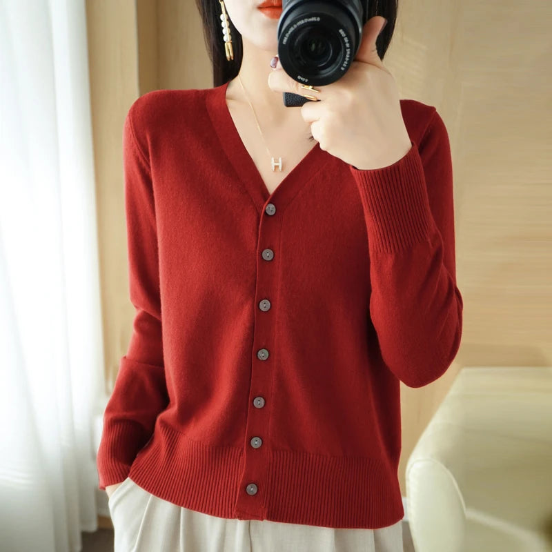 Diane — Soft V-Neck Cashmere-Feel Cardigan