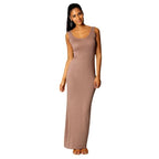 Léonie — Sleeveless Bodycon Solid Maxi Dress