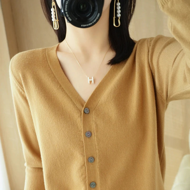 Diane — Soft V-Neck Cashmere-Feel Cardigan