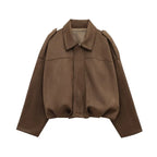 Céleste — Faux-Suede Oversized Bomber Jacket