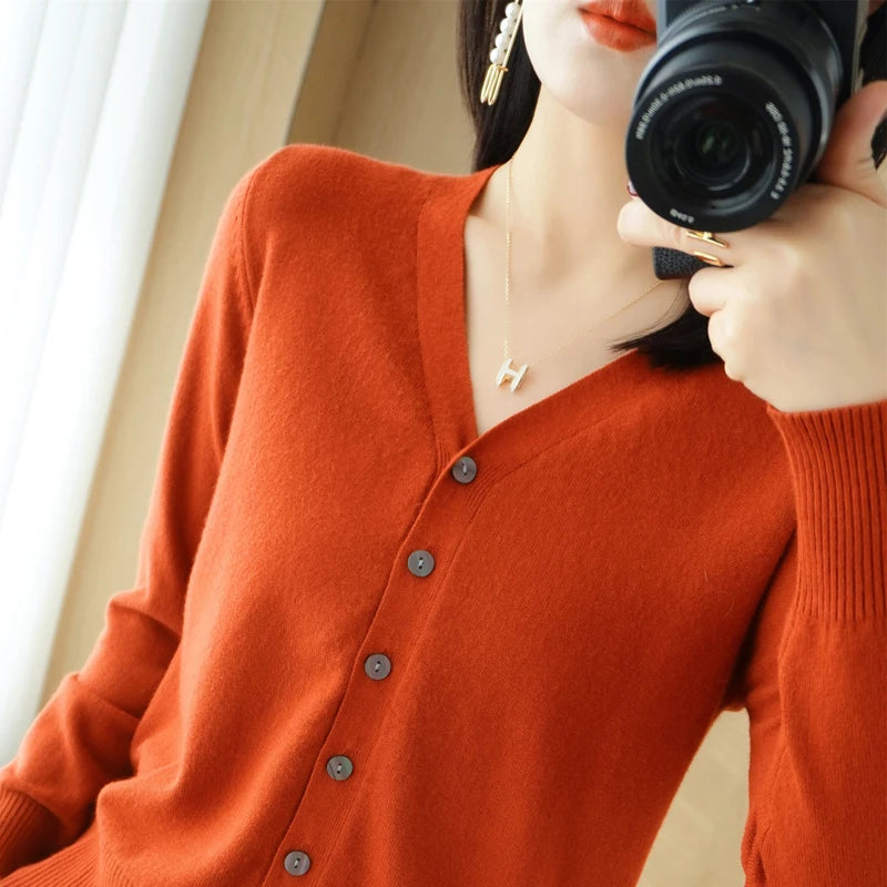 Diane — Soft V-Neck Cashmere-Feel Cardigan