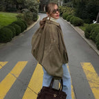 Céleste — Faux-Suede Oversized Bomber Jacket