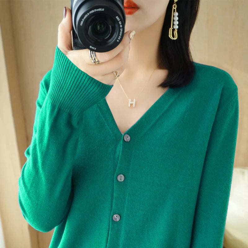 Diane — Soft V-Neck Cashmere-Feel Cardigan