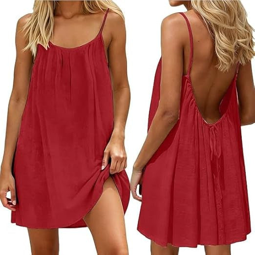 Solene — Ruched Backless Cami Mini Dress