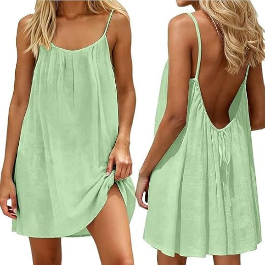 Solene — Ruched Backless Cami Mini Dress