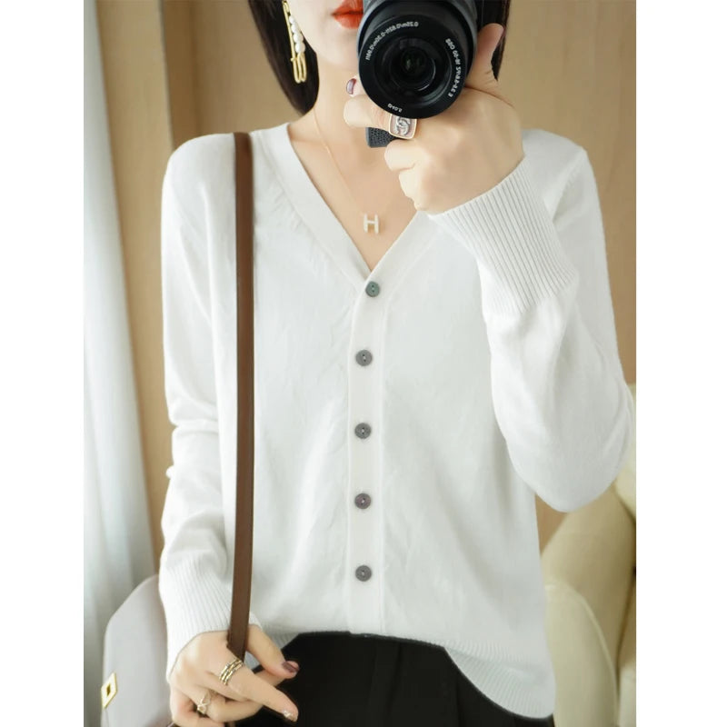 Diane — Soft V-Neck Cashmere-Feel Cardigan