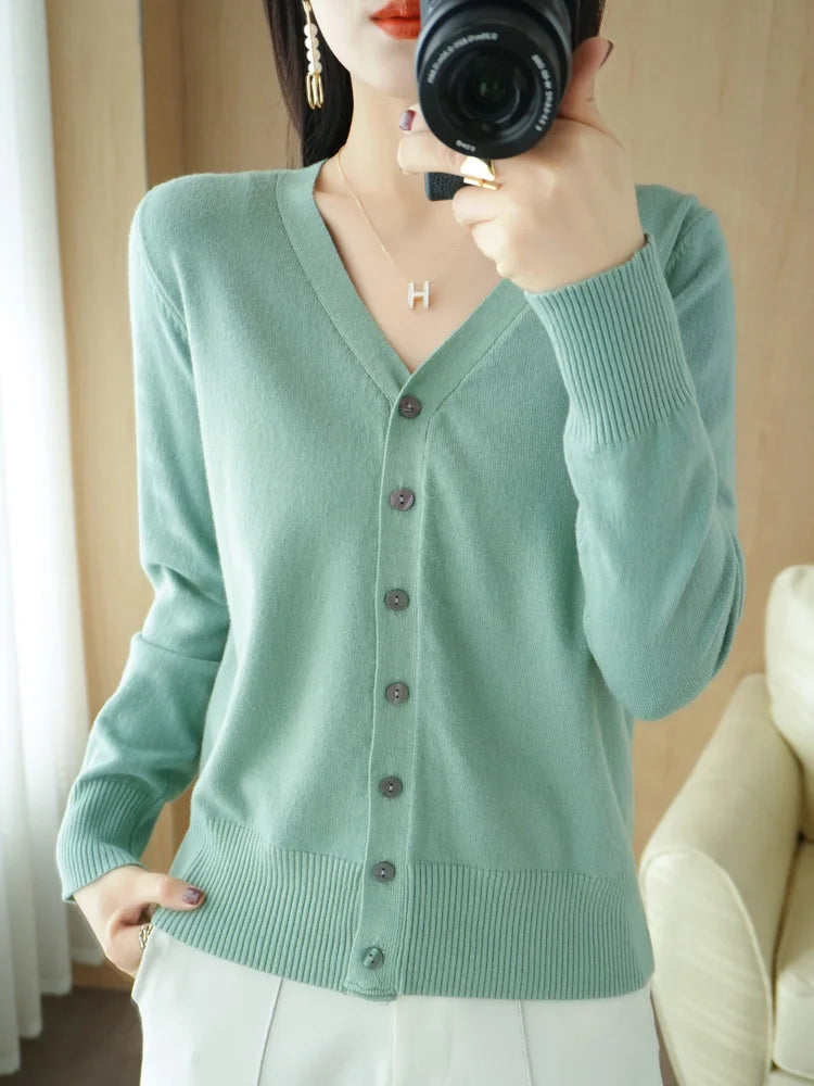 Diane — Soft V-Neck Cashmere-Feel Cardigan