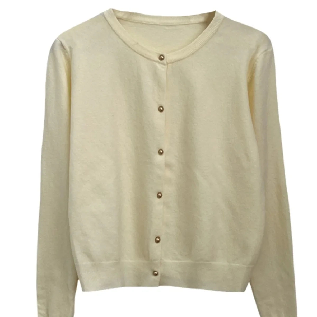 Apolline — Soft-Knit Round-Neck Button Cardigan