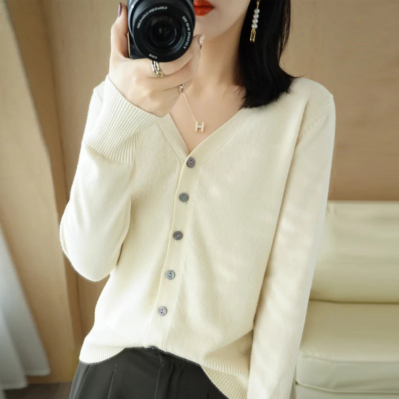 Diane — Soft V-Neck Cashmere-Feel Cardigan