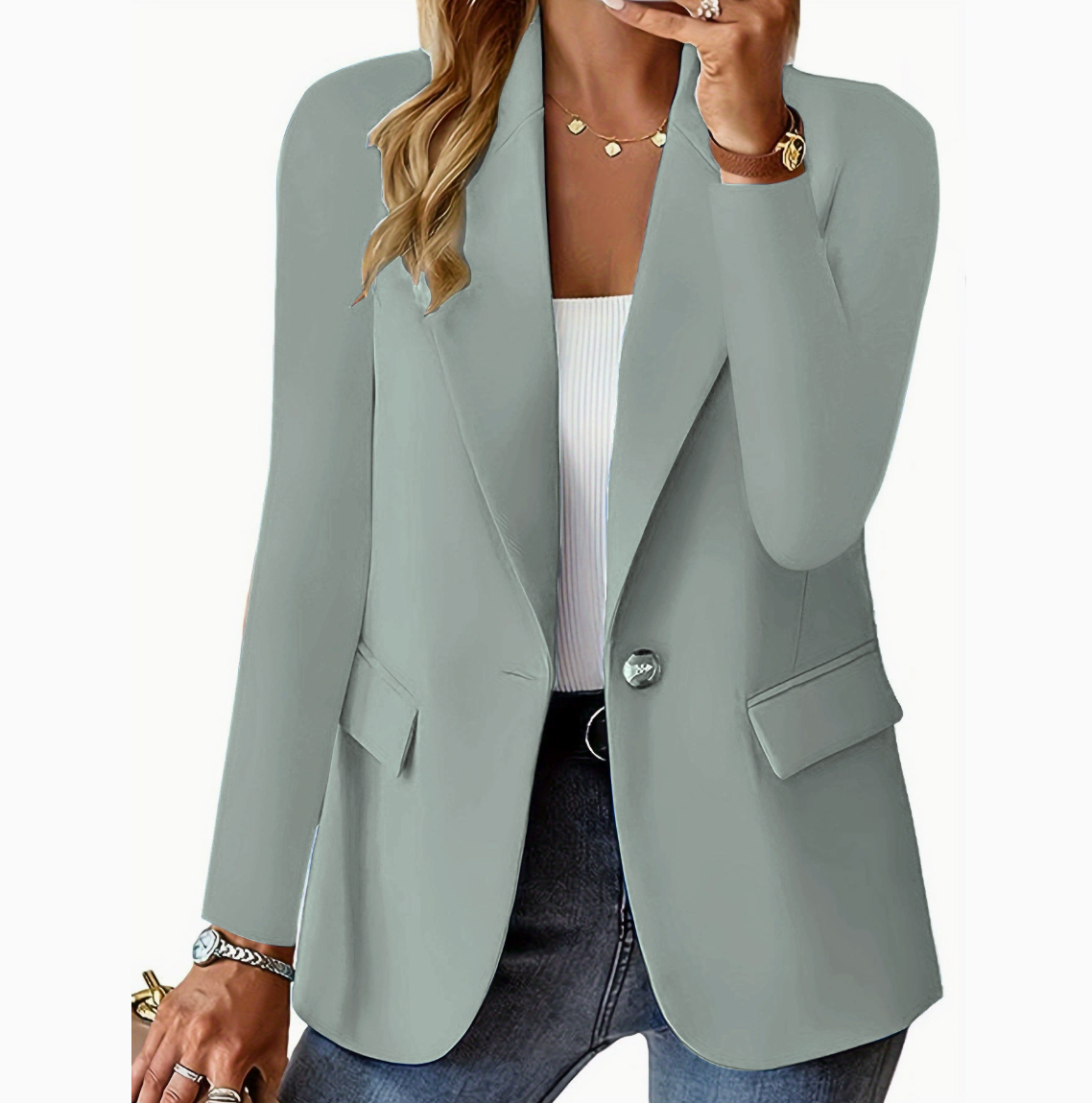 Fleur — Tailored Casual Button Blazer
