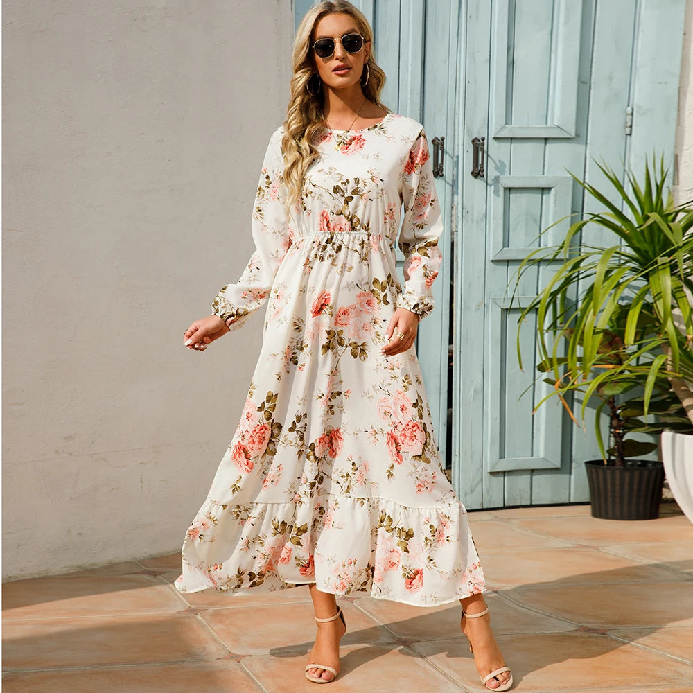 Charlotte — Soft-Stretch Smocked Floral Midi Dress