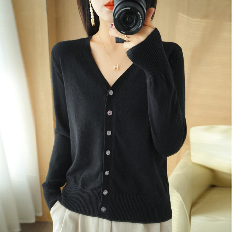 Diane — Soft V-Neck Cashmere-Feel Cardigan