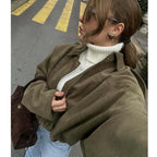 Céleste — Faux-Suede Oversized Bomber Jacket
