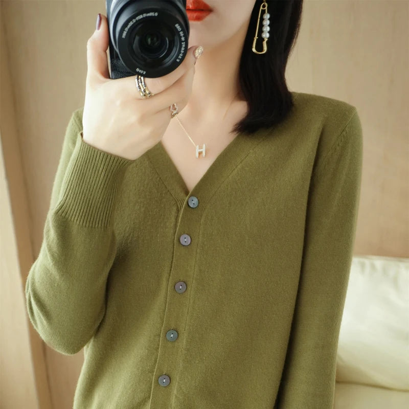 Diane — Soft V-Neck Cashmere-Feel Cardigan
