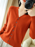 Diane — Soft V-Neck Cashmere-Feel Cardigan