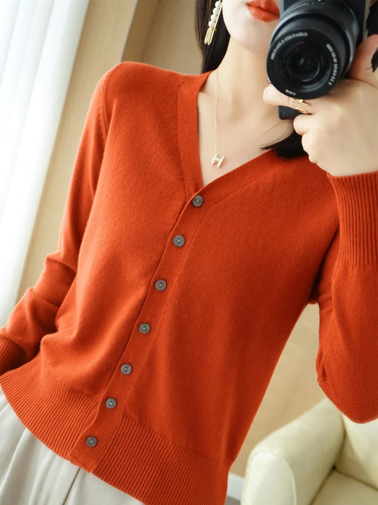 Diane — Soft V-Neck Cashmere-Feel Cardigan
