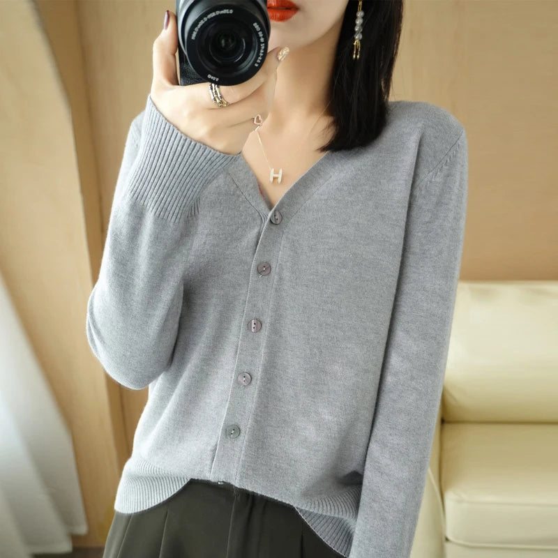 Diane — Soft V-Neck Cashmere-Feel Cardigan